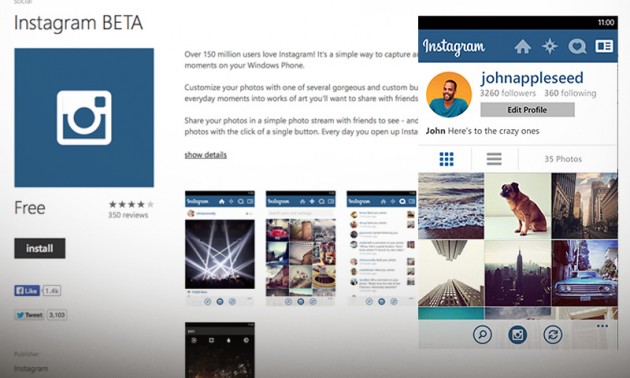 มาแล้ว Instagram Beta สำหรับวินโดวส์โฟน8