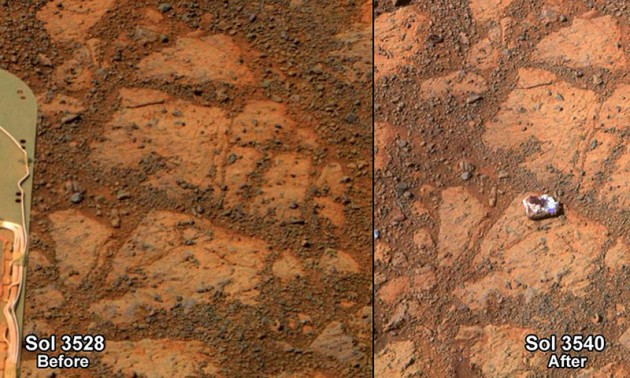 ฉงน! นาซาพบหินปริศนาโผล่ในภาพถ่ายผิวดาวอังคาร!
